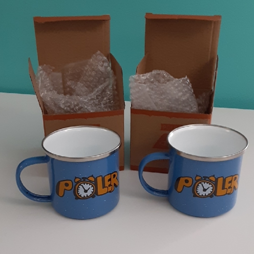 Poler Vibrant Blue Enamel Mug Pair